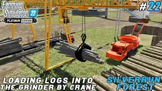 How to use a mobile crane to make wood chips | Silverrun Forest | Farming simulator 22 | ep #22