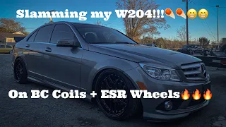 SLAMMING My W204 on BC Coils + ESR Wheels!