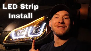 How To Wire LED Turn Signal + DRL Strip *Install On Car Headlights* (LEADTOPS)