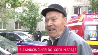 S-a sinucis cu cei doi copii în brațe