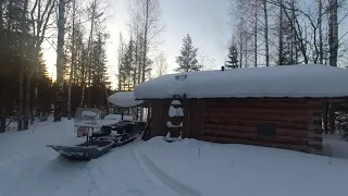 НОЧУЕМ в ИЗБЕ на ТАЁЖНОМ ОЗЕРЕ. ТОЛКАЧ УРАГАН ТАЙГА по ГЛУБОКОМУ СНЕГУ. Проверяем жерлицы. Часть №2.