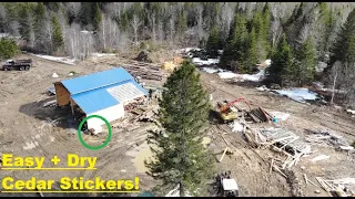 Sawing DRY Cedar Stickers to Use in the Maine Woodmizer Sawmill Lumber Yard