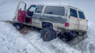 Buried in the snow.  How a massive winter storm almost stranded my Squarebody Suburban!