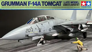 タミヤ 1/48 F-14A トムキャット - 空母発進セット [フルビルド]