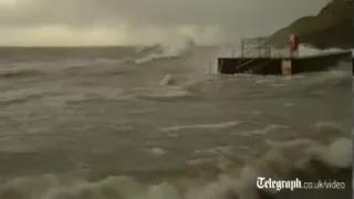 UK weather: Sea walls breached in Ilfracombe