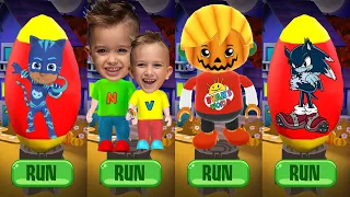 Tag with PJ Masks Catboy vs Sonic Dash Werehog vs Vlad & Niki - Halloween Egg Run Gameplay