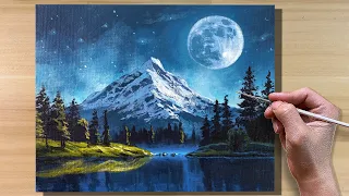 Acrylic Painting Moonlight Landscape / Time-lapse