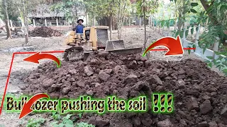 Bulldozer pushing the soil with dead tree stump !!! construction 11 !! compleat 100% !! bd2f working
