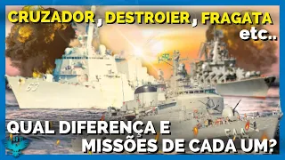 QUAIS AS DIFERENÇAS E MISSÕES DE CRUZADORES, DESTRÓIERES, FRAGATAS E CORVETAS NA GUERRA NAVAL?