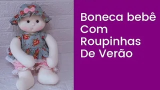 Vestido da Boneca de pano, e chapéu da boneca bebê,  uma roupinha de verão para sua boneca #diy