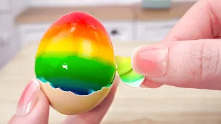 ASMR Miniature Rainbow Jelly Egg Ideas | Amazing Jelly Decorating Recipe | Miniature Cooking