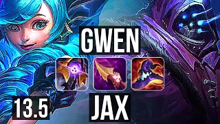 GWEN vs JAX (TOP) | 10 solo kills, Legendary, 1.0M mastery, 16/3/1 | KR Diamond | 13.5