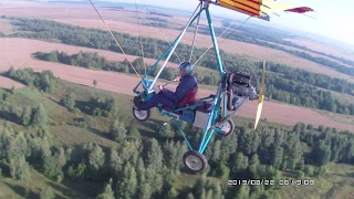 Посадка с выключенным двигателем на дельталете. Engine off landing on ultralight trike