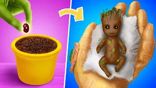 12 DIY Baby Groot Hacks and Crafts / Miniature Baby, Cradle and More!