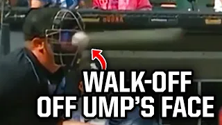 Game ends with fastball off umpire's face, a breakdown