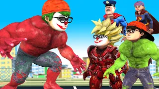 Strong Nick Transform Hero Nick vs Giant Nickhulk Joker saves Police - Scary Teacher 3D Happy ending