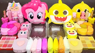 My little Pony vs Baby Shark Slime Mixing Makeup,Parts, Glitter Into Slime! Satisfying Slime Video