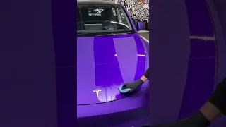 Ceramic Coating on purple dust Tesla😍 #shorts #cars #ceramiccoating #tesla #carcoating #satisfying