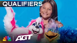 Kid ventriloquist Brynn Cummings performs mind-bending mentalism! | Qualifiers | AGT 2023