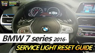 BMW 7 series 2016 2017 2018 2019 2020 Service Reset