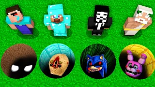 Minecraft Battle: NOOB vs PRO vs HACKER vs GOD: SCARY PIT CHALLENGE HORROR Minecraft Animation