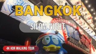 Bangkok Walking Tour, Silom at Night 4K