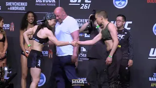 UFC 261 Weigh-Ins: Zhang Weili vs. Rose Namajunas Staredown -  MMA Fighting