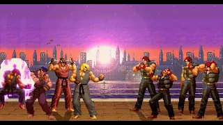 [KOF Mugen] [Memorial] | #streetfighter  vs #kof  | 4vs4 | Ryu & Ken team vs Ralf Team
