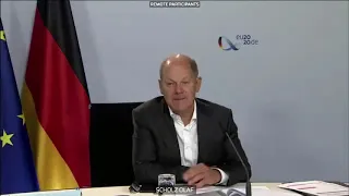 Olaf Scholz EU debates the recovery package with MEPs at the European Parliament in Brussels