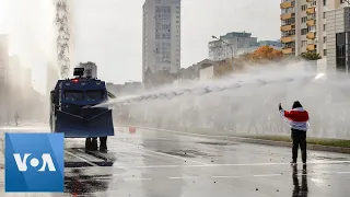 Police Use Water Cannons on Belarus Protesters