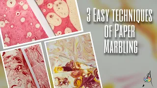 3 EASY TECHNIQUES OF PAPER MARBLING | COLOR MARBLING with OIL,SHAVING FOAM, ENAMEL COLORS