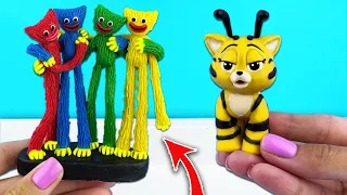 Mini Huggies & Cat-Bee Sculptures ➤ Poppy Playtime chapter 2 with Clay | Clay Kamilla Tutorial