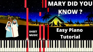 MARY DID YOU KNOW - Piano Tutorial Medium + SHEET MUSIC PDF