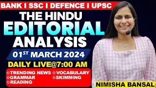 Editorial Analysis | 1st March ,2024 | Vocab, Grammar, Reading, Skimming | Nimisha Bansal