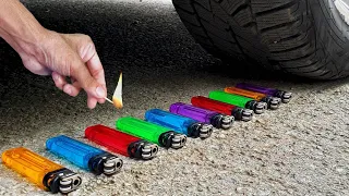 Experiment: Car vs Lighter - Crushing Crunchy & Soft Things by Car!