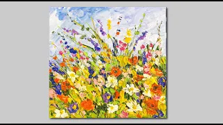 Acrylic Wildflower Painting Palette Knife painting