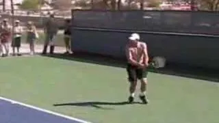 Andy Roddick practices with Jimmy Connors