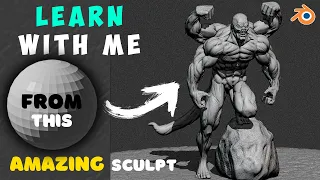 Blender Sculpting A four-handed creature (learn with me)