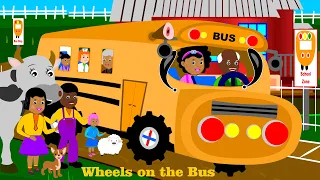 Wheels On the Bus | Kids Songs and Nursery Rhymes | Toddler Learning Baby Farm Animal Sounds