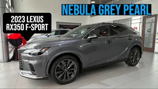 2023 LEXUS RX350 F-SPORT 3, NEBULA GREY PEARL WITH RED INTERIOR IN 4K