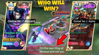 BANDO VS TOP 1 GLOBAL BUFFED ALPHA! | (1vs1) ALUCARD VS ALPHA!! | WHO WILL WIN!? | MLBB