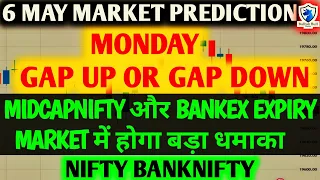 Monday 6 May | Gap Down| Nifty Bank Nifty Prediction for Tomorrow Midcap Bankex Expiry
