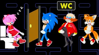 Sonic, Eggman, Tails, Amy Lines Up for Restroom | Poor Sonic Life