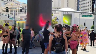 The Las Vegas Strip Walking Tour on 6/16/23 around 2pm in 4k. Mostly blue skies & a few entertainers