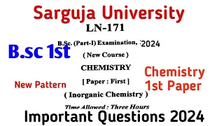 Bsc 1st Year Chemistry 1st Paper | Bsc 1st year Important Question Chemistry Sarguja University 2024