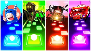 Oddbobs vs Thomas The Train exe vs Spider House Head vs Lightning Mcqueen Eater Tiles Hop EDM Rush!!