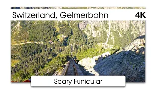 Gelmerbahn and virtual walk Gelmer Lake | Switzerland scariest funicular  | 4K