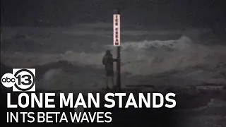 Lone man spotted standing in Tropical Storm Beta’s tides