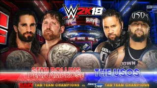 WWE 2K18: SETH ROLLINS AND DEAN AMBROSE VS THE USOS