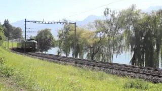 RBe 2/4 OeBB à Aigle et Ae 6/8 205 BLS avec "Big Sifflet" à Villeneuve le 18 Aout 2012